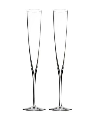 Waterford Set Of 2 Elegance Champagne Trumpet Flutes Glasses
