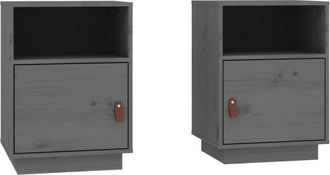 vidaXL Bedside Cabinets 2 pcs Grey 40x34x55 cm Solid Wood Pine Vidaxl
