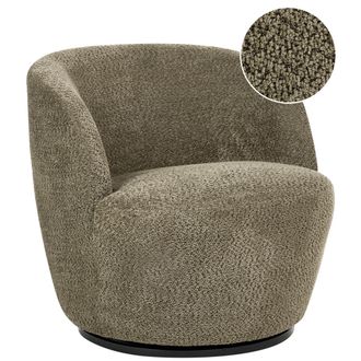 Beliani Sill&oacute;n Giratorio Moderno Tapizado De Chenilla Con Reposabrazos Asiento Amplio Sala De Estar Verde Oscuro Kuolpa