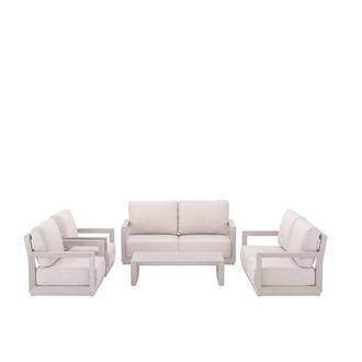 Kerama Conjunto de jard&iacute;n 6 plazas de aluminio beige