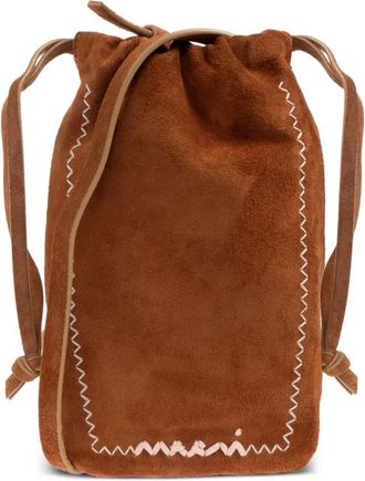 Marni drawstring suede-leather cross body bag - Brown