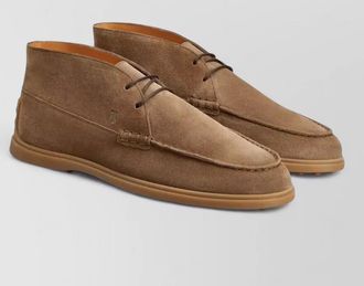 Tod's lace up loafer rubber sole suede