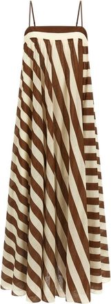 Zimmermann Brown Striped Straight Neckline Maxi Dress