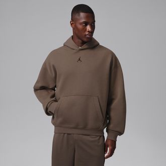 Nike Jordan Mens Jordan Brooklyn Oversized Fleece Pullover Hoodie in Brown | IM8911-274