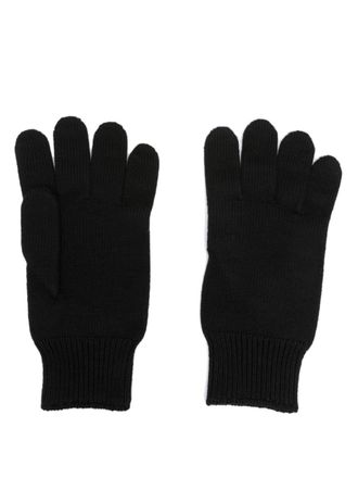 Versace logo-patch wool gloves - Black