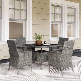 OUTSUNNY 4 Seater Rattan Garden Furniture Set with Cushion in Grey