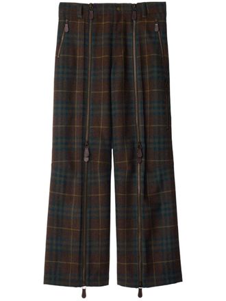 Burberry checked wool trousers - men - Viscose/Wool/Cotton - 50 - Brown