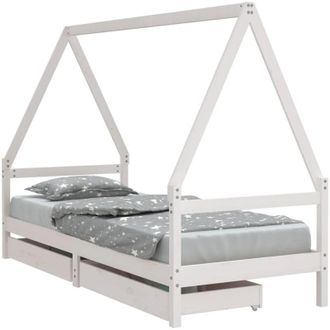 vidaXL Estructura Cama Ni&ntilde;os Con Cajones Madera Pino Blanco 80x200 Cm Vidaxl