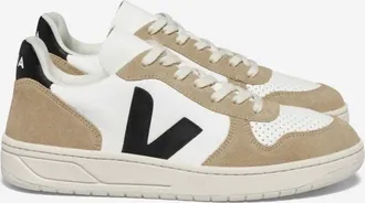 Veja Mens V 10 Chromefree Leather Sneakers In Black/sahara