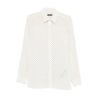 Tom Ford Casual Shirts, male, White, Size: M Crepe de Chine Paisley Print Fluid Fit Shirt