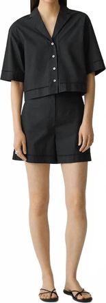 Theory City Poplin Eyelet Shorts In Black