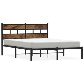 Berkfield Home Metal Bed Frame without Mattress Smoked Oak 140x200 cm in Brown