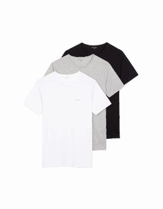 Paul Smith Mens Paul Smith 3-Pack Logo Organic Cotton T-Shirts, Black/White/Grey - Size: 44