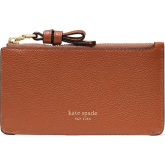 Kate Spade New York loop pebbled leather card case in Southwest Desert at Nordstrom