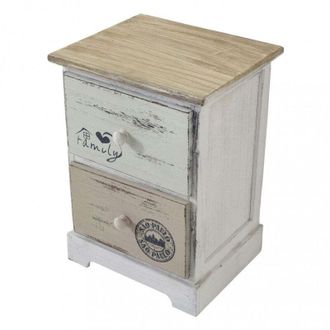 No Brand Mobiletto in legno con due cassetti fisso per soggiorno 29x25xH40 cm