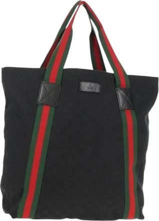 Gucci Pre-owned Tote Bags, female, Black, Size: ONE SIZE Pre-owned Canvas Tote Bag