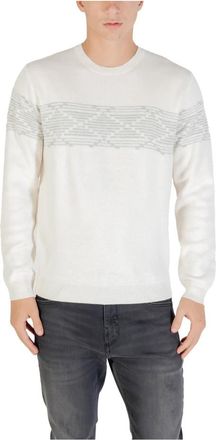 Antony Morato Geometrische Band Herentrui - Heren - Ronde hals truien - Beige - M - Wol - Truien & Vesten