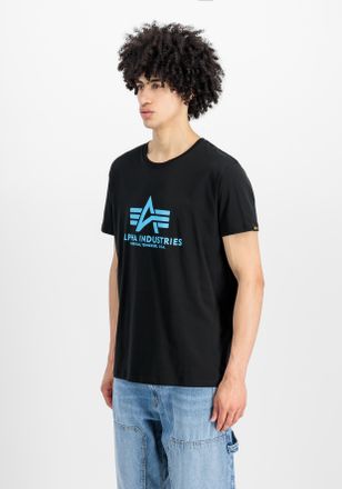 Alpha Industries T-Shirt ALPHA INDUSTRIES Basic T-Shirt, Herren, Gr. XXL, schwarz (schwarz, blau), Single Jersey, Obermaterial: 100% Baumwolle, bedruckt, regular fit n