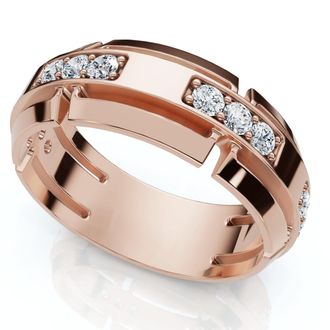 Pompeii3 Mens 1/2Ct 7mm Wide Interlocked Diamond Wedding Ring 14k Gold Lab Grown