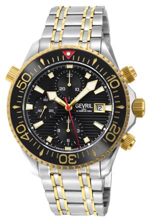 Gevril Group Mens Hudson Yards Chronograph 48812B Swiss Automatic Sellita SW500 Watch - Silver & Gold - One Size