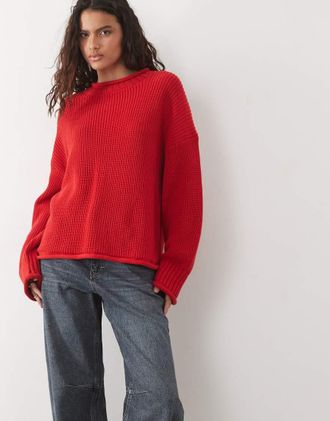 Abercrombie & Fitch maglione morbido lavorato a maglia rosso