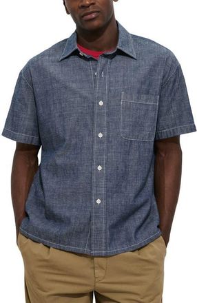 Alex Mill Franklin Short Sleeve Cotton Chambray Button-Up Shirt in Medium Wash at Nordstrom, Size Xx-Large