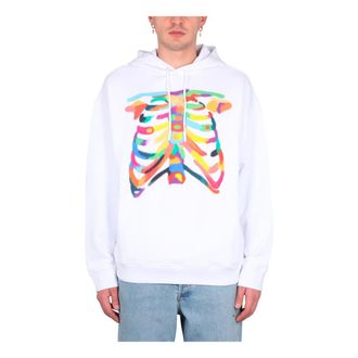 Marcelo Burlon Hoodies, male, White, Size: S Rib Cage Sweatshirt