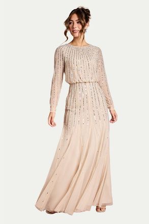 Coast Long Sleeve Maxi Dress in Champagne at Nordstrom, Size 6