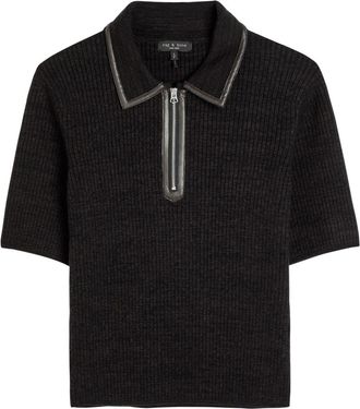 Rag & Bone Rag & Bone Caterina Ribbed Wool-blend Polo top - Dark Brown - S (UK8-10 / S)