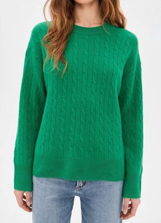Alex Mill Crewneck Cashmere Cable Sweater In Verde