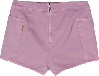 Max Mara Amethist Paarse Katoenen Denim Short Shorts - Dames - Bermuda - Paars - XS - Katoen - Korte Broeken