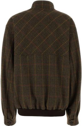 Miu Miu Womens Houndstooth Wool Jacket Brown Virgin