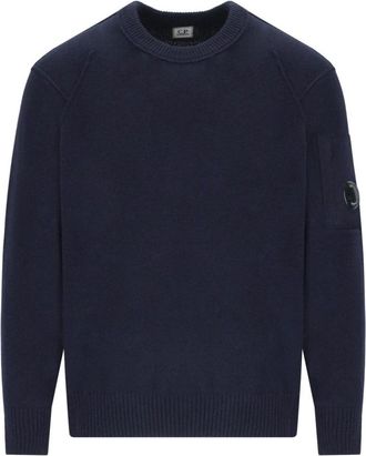 C.P. Company Middernachtblauwe Wol Crewneck Sweater - Heren - Ronde hals truien - Blauw - L - Wol - Truien & Vesten