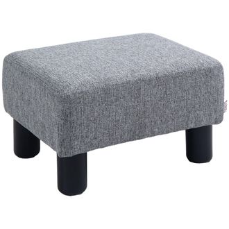 HOMCOM Chic Linen Fabric Grey Footstool Ottoman Cube With 4 Plastic Legs - Brown | TJ Hughes