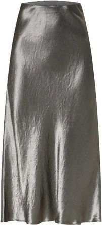 Max Mara Midi Skirts, female, Gray, Size: XS Mmlalessio Satin Midi Skirt