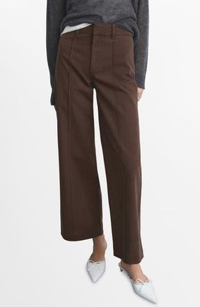 Mango High Waist Front Seam Wide Leg Jeans in Chocolate at Nordstrom Rack, Size 4