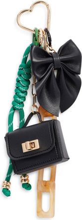 Chelsea28 Bow Faux Leather Bag Charm in Black Multi- Gold at Nordstrom