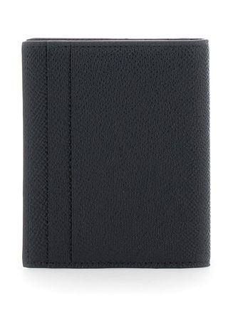 Ferragamo Mens Card Holder Micro Gancini Black Bi-Fold Calf Leather Accessory