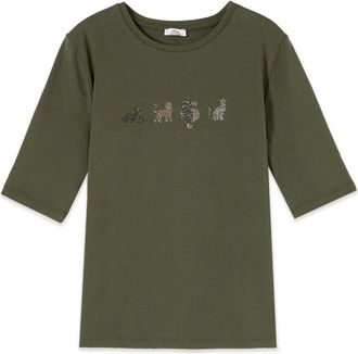 Oltre T-Shirts - Dames - T-shirts - Groen - XS - Katoen - Tops