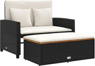 vidaXL Sof&aacute; De Jard&iacute;n Con Cojines 2 Plazas Rat&aacute;n Y Madera Acacia Negro Vidaxl