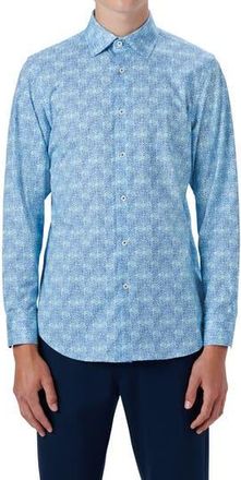 Bugatchi OoohCotton Abstract Print Button-Up Shirt in Air Blue at Nordstrom Rack, Size Small