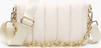 Jen & Co. Womens Lala Quilted Chain Crossbody Purse In Off White