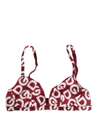 Dolce & Gabbana Womens Red Logo Monogram Cotton Soft Cup Bra Underwear White And Clothing