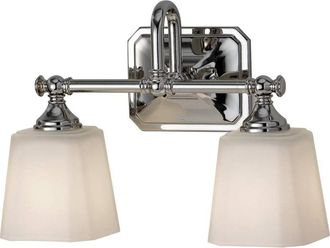 Elstead Lighting Aplique de ba&ntilde;o, acero cromo pulido, dos vidrios opalinos