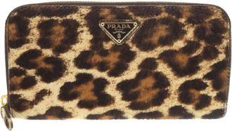 Prada Beige Brown Leather Long Wallet (Bi-Fold) (Pre-Owned)
