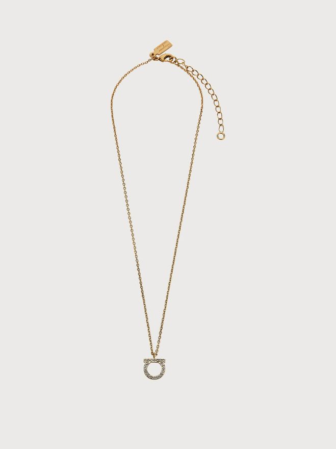 Women Gancini crystals necklace (L) Gold