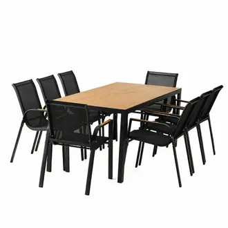 Concept Usine Mobiliario de jard&iacute;n de 8 plazas con mesa de efecto madera de 190 cm