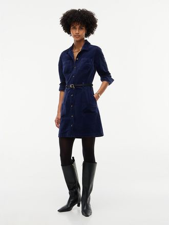 Tommy Hilfiger Womens Stretch Corduroy Utility Mini Dress - Carbon Navy - XXL