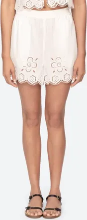 Sea New York Womens Batte Eyelet Shorts In White