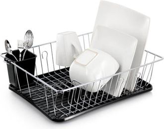 MegaChef 16 Inch Chrome Plated and Plastic Counter Top Drying Dish Rack in Black at Nordstrom